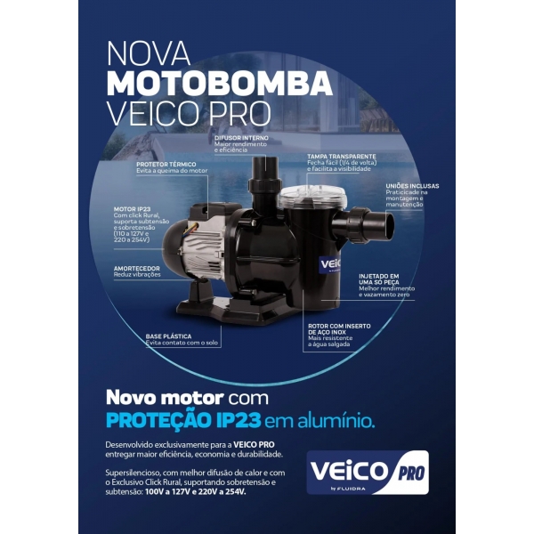 Bomba Piscina Fluidra Veico Pro 1/2CV 110/220V Monofásica - Até 55.000 Litros