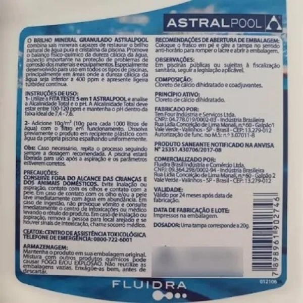 Brilho Mineral Granulado 1kg Astralpool Para Tratamento De Piscina