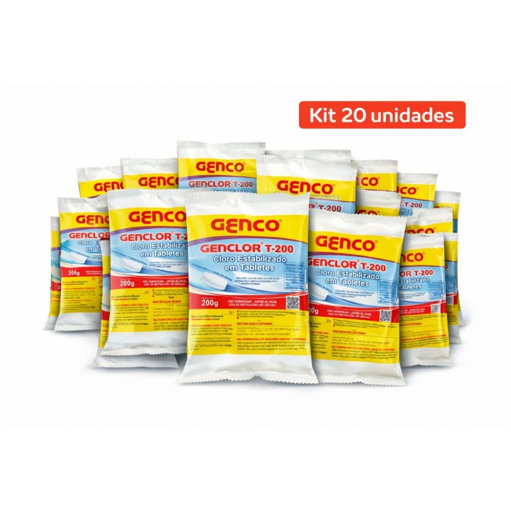 Kit 20 Pastilhas Genco cloro Puro Concentrado 200g