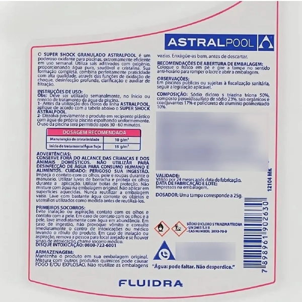 Oxidante Tratamento Super Shock Gran 1kg Astralpool Branco