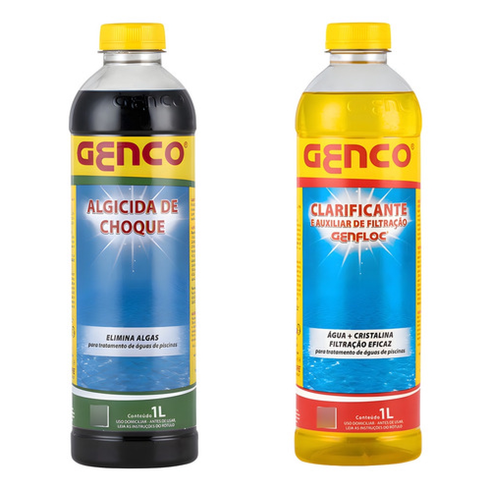 Algicida Choque + Clarificante Limpeza Piscinas - 2l Genco