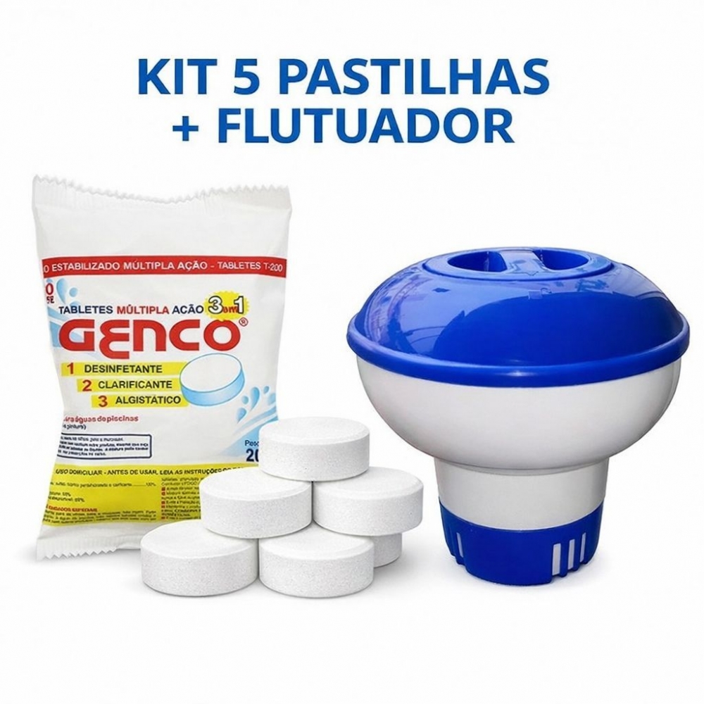 Kit 5 pastilhas Genco + Clorador Stylus - Kit 5 pastilhas + clorador