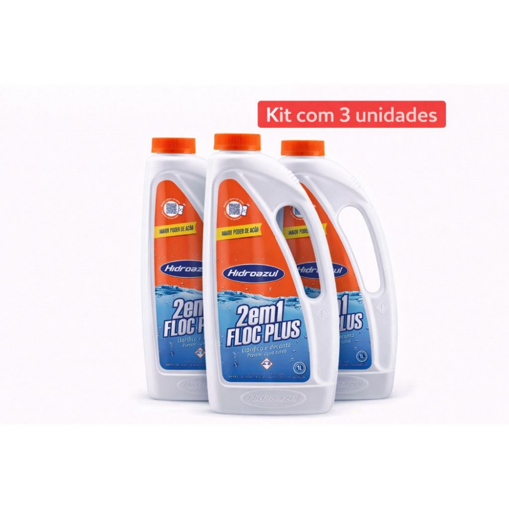 Kit 3 Floc Plus Clarificante Hidroazul