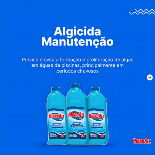 Kit 3 Algicida Manutenção Piscinas Água Verde 3l Hidroall
