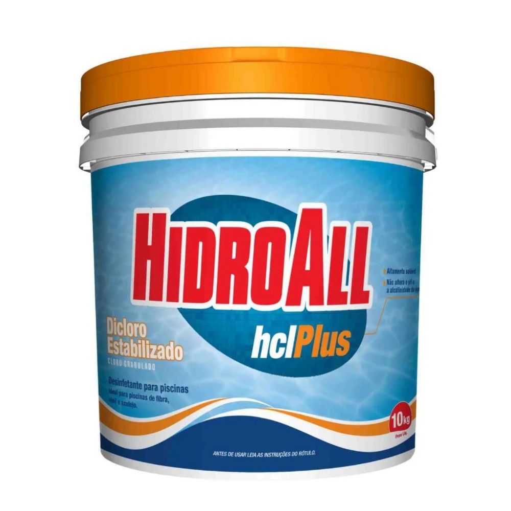 Cloro Hidroall HCL Plus BD 10kg Alta Performance para Piscina - tub|10 kg